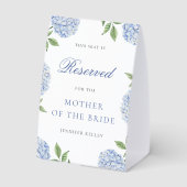 Plaque De Table Classic Blue Hydrangea Wedding Reserved Seat (Verso)