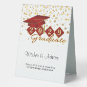 Plaque De Table Classic Elegant Graduation Party Rouge & Or (Recto)