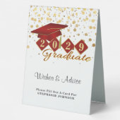 Plaque De Table Classic Elegant Graduation Party Rouge & Or (Verso)