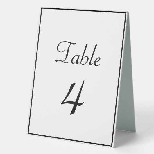 Plaque De Table Classic Formal Noir & Blanc Mariage Numéro de tabl (Recto)