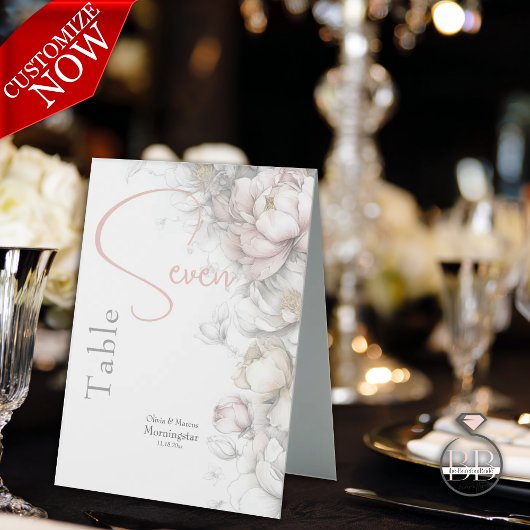 Plaque De Table Classic Modern Ivory and Blush Floral 