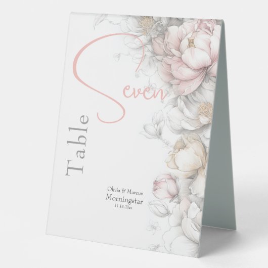 Plaque De Table Classic Modern Ivory and Blush Floral (Recto)