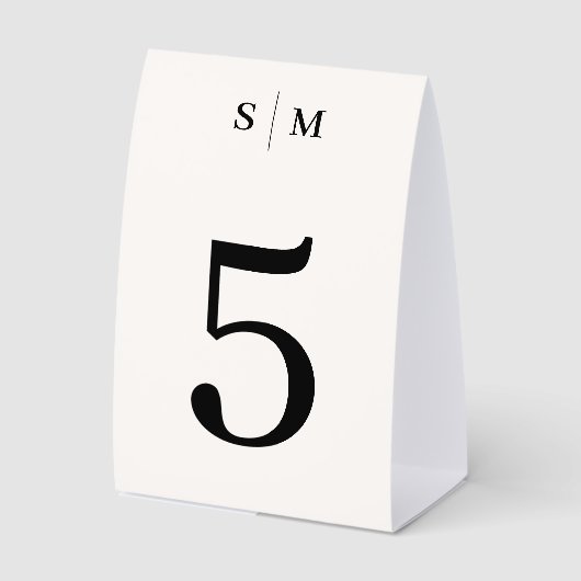 Plaque De Table Classic Monogram Elegant White Wedding Number (Recto)