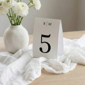 Plaque De Table Classic Monogram Elegant White Wedding Number