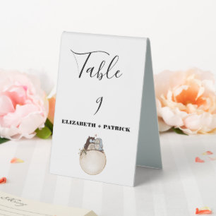 Plaque De Table Classy minimaliste, hibou amoureux