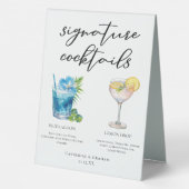 Plaque De Table Coastal Mariage Signature Cocktails Menu (Verso)