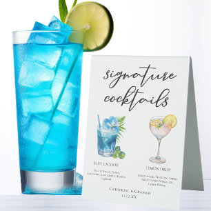 Plaque De Table Coastal Mariage Signature Cocktails Menu