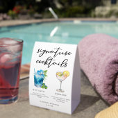 Plaque De Table Coastal Wedding Signature Cocktails Menu (InVersositu (sur table))