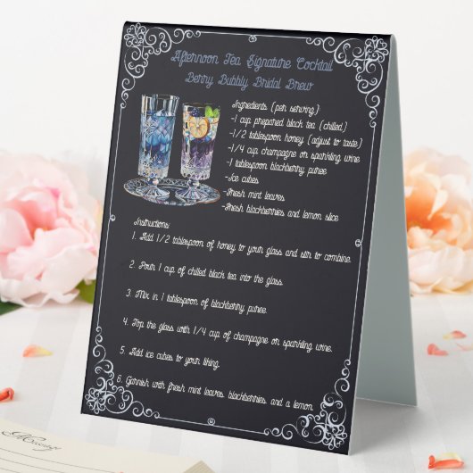 Plaque De Table Cocktail signature : Berry Bubbly Bridal Brew (In SItu (Mariage))