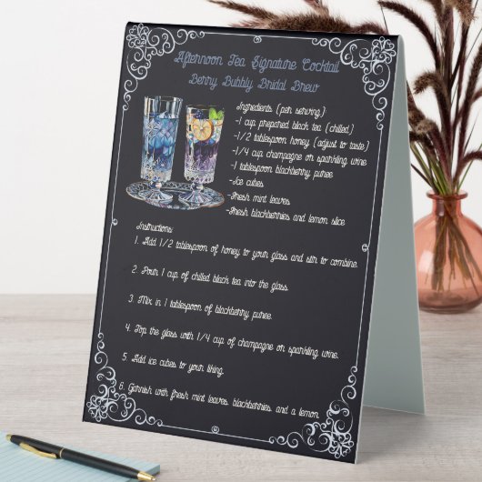 Plaque De Table Cocktail signature : Berry Bubbly Bridal Brew (En SItu (Tableau))