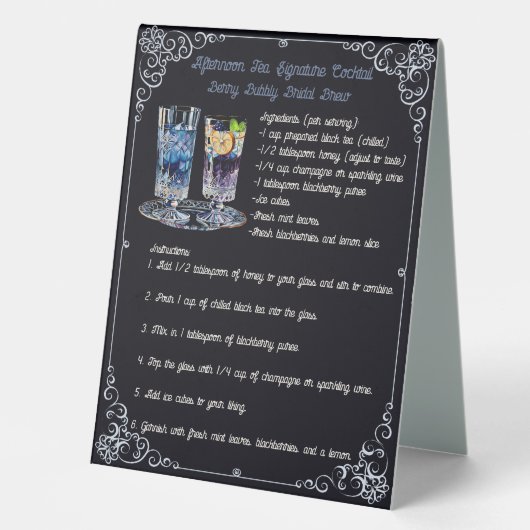 Plaque De Table Cocktail Signature : Boisson de mariage pétillante (Recto)