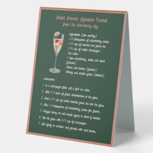 Plaque De Table Cocktail Signature Thé vert à la fraise pétillant