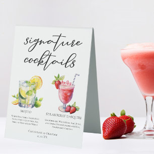 Plaque De Table Cocktails cubains Mojito Strawberry Daiquiri Menu