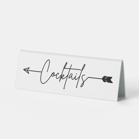 Plaque De Table Cocktails Mariage Flèche gauche Table Tente Signal (Recto)
