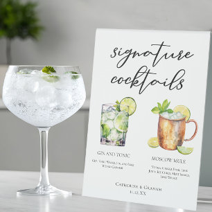 Plaque De Table Cocktails Signature Highball Menu de Mariage
