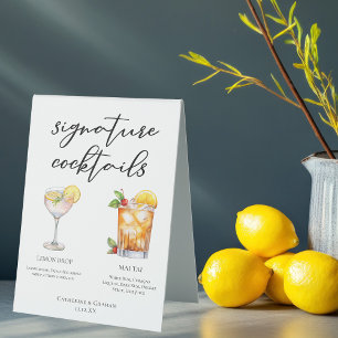 Plaque De Table Cocktails Signature Sweet & Tart Menu Mariage