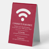 Plaque De Table Code d'accès réseau Wifi info personnalisé rouge b (Verso)