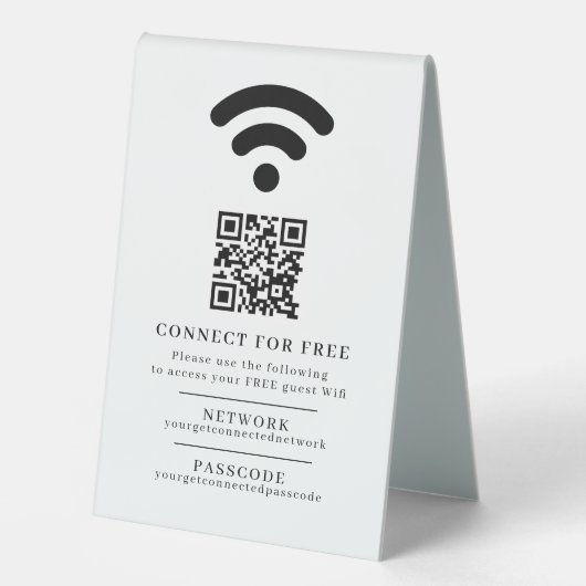 Plaque De Table Code d'accès réseau Wifi informations d'invité cod (Recto)