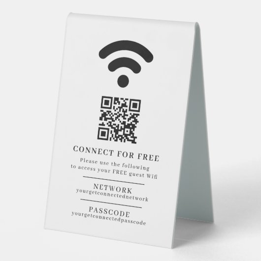 Plaque De Table Code d'accès réseau Wifi informations d'invité cod (Verso)