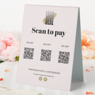Plaque De Table Code QR 3 Applications de Paiement par Numérisatio