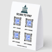 Plaque De Table Code QR 5x7 Logo d'entreprise 8 Applications Paiem (Recto)