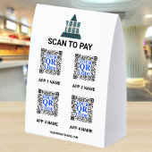 Plaque De Table Code QR 5x7 Logo d'entreprise 8 Applications Paiem