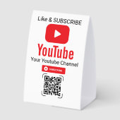 Plaque De Table Code QR Abonnement YouTube Blanc (Verso)