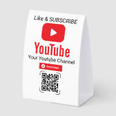 Plaque De Table Code QR Abonnement YouTube Blanc (Recto)