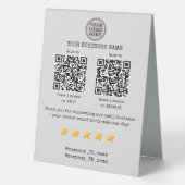Plaque De Table Code QR avis petite entreprise GOOGLE et YELP (Verso)
