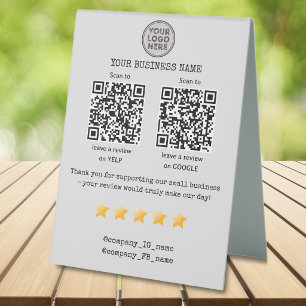 Plaque De Table Code QR avis petite entreprise GOOGLE et YELP