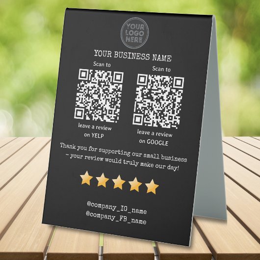 Plaque De Table Code QR avis sur les petites entreprises GOOGLE et