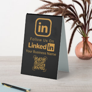 Plaque De Table Code QR Black Gold Nom de l'entreprise sur Linked 