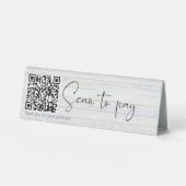 Plaque De Table Code QR Bois Blanc Scannez pour Payer + Scannez po (Recto)