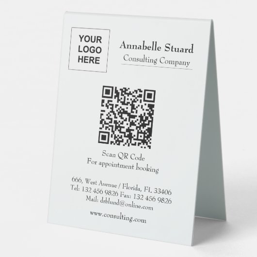 Plaque De Table Code QR Carnet de rendez-vous Société professionne (Verso)