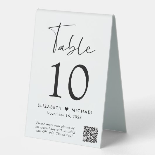 Plaque De Table Code QR Chic Mariage Réception (Recto)