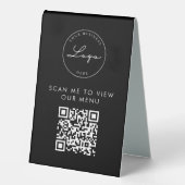 Plaque De Table Code QR Contact Menu Logo Black Modern (Recto)