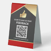 Plaque De Table Code QR de commentaires client Or Rouge (Recto)