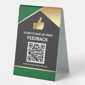 Plaque De Table Code QR de Commentaires de Clients sur Green Gold (Recto)