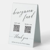 Plaque De Table Code QR de fonds de lune de miel écriture délicate (Verso)