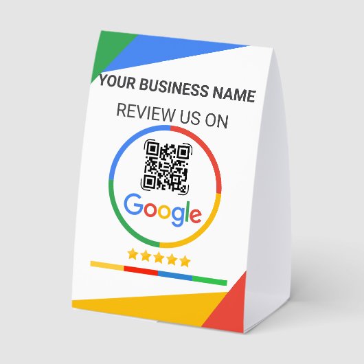 Plaque De Table Code QR de Google Review avec étoiles blanches (Verso)