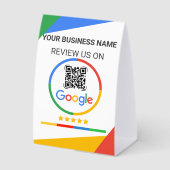 Plaque De Table Code QR de Google Review avec étoiles blanches (Recto)