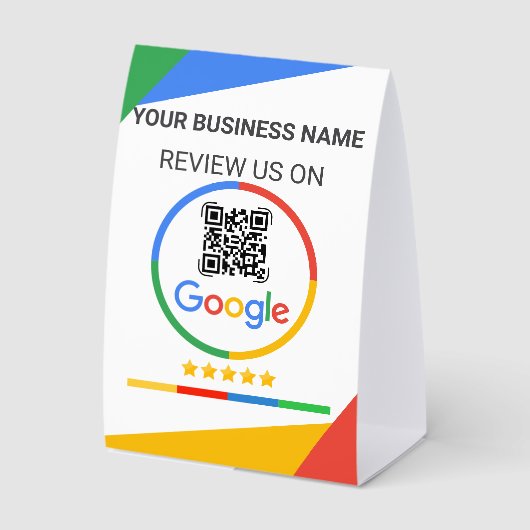 Plaque De Table Code QR de Google Review avec étoiles blanches (Recto)