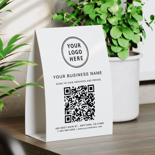 Plaque De Table Code QR de logo d'entreprise