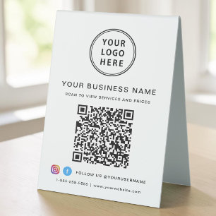 Plaque De Table Code QR de logo d'entreprise