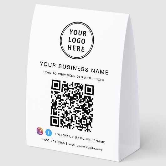 Plaque De Table Code QR de logo d'entreprise (Arrière)