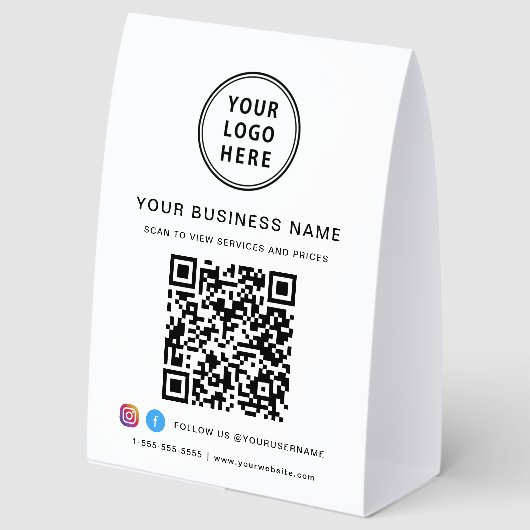 Plaque De Table Code QR de logo d'entreprise (Recto)