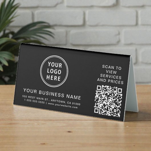 Plaque De Table Code QR de logo d'entreprise moderne noir