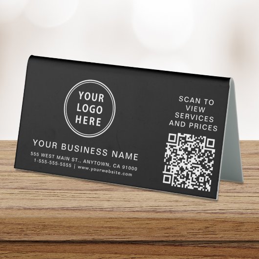 Plaque De Table Code QR de logo d'entreprise moderne noir