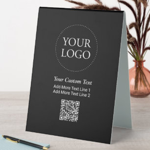 Plaque De Table Code QR de logo d'entreprise personnalisé noir sim