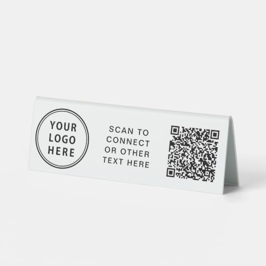 Plaque De Table Code QR de logo moderne (Verso)